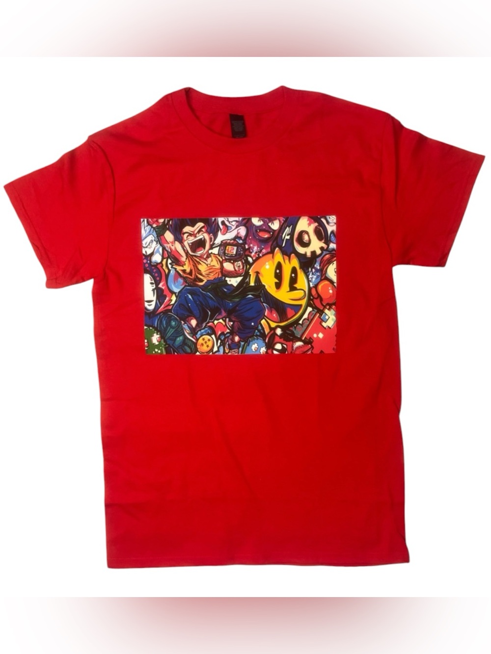Sz various Red Graphic Men’s T-Shirt with Colorful Arcade Print